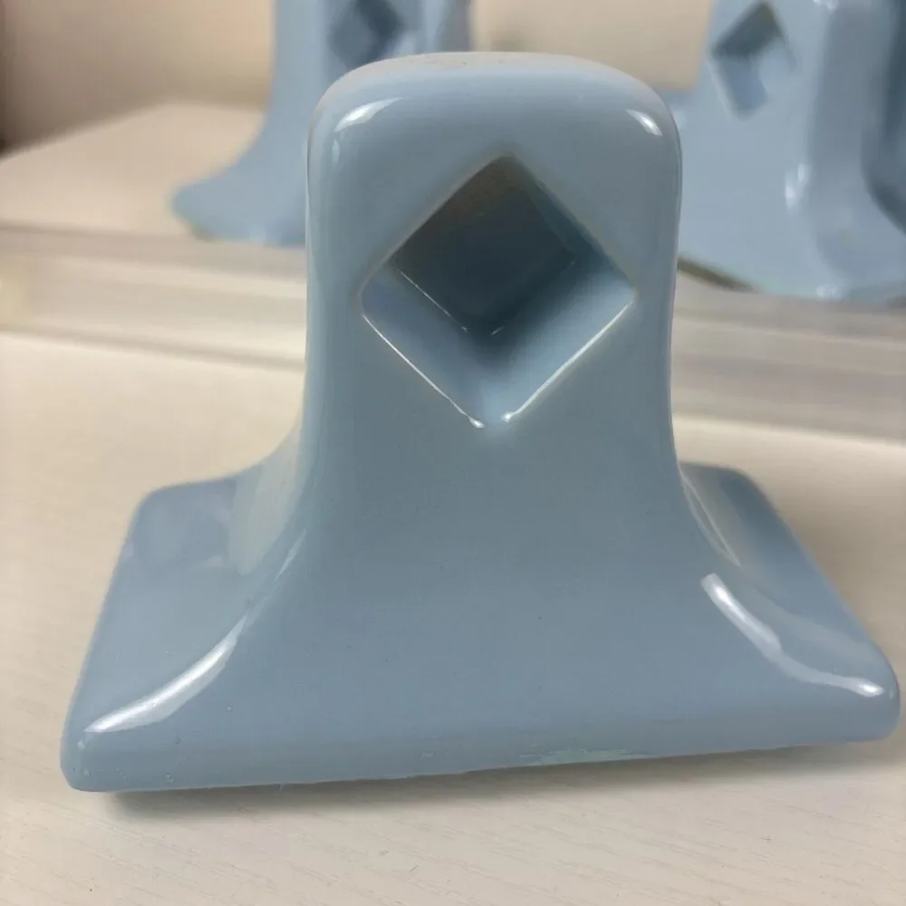 Vintage 8pc. MCM Ceramic Bathroom Porcelain Accessory Set Light Blue Japan Sun